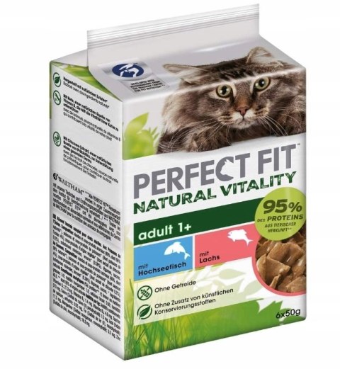 PERFECT FIT NATURAL VITALITY 6x50g MOKRA KARMA DLA KOTA Z RYBĄ W SOSIE