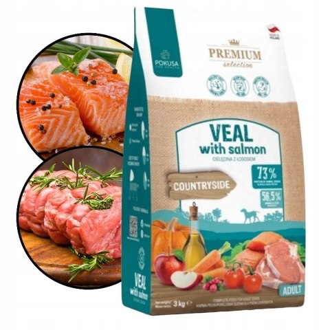 Pokusa Veal&Salmon 12kg CIELĘCINA Z ŁOSOSIEM ZDROWA I PYSZNA KARMA