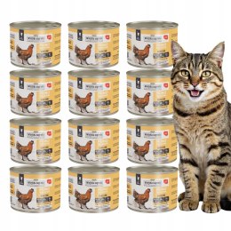 ZESTAW Wiejska Zagroda mokra karma MONOBIAŁKOWA KOT Kurczak 12X200g